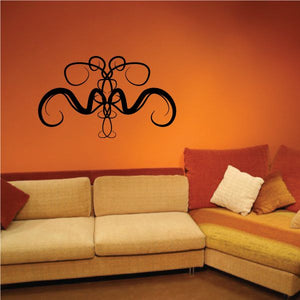 Tribal vinyl wall decal with black and dark-brown swirling scroll ornament
