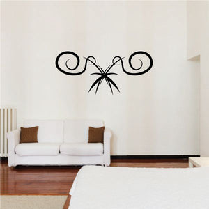 Black tribal pinstripe wall decal with central spider and curled scroll arms