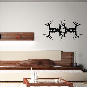 Tribal pinstripe wall vinyl decal, black spiked symmetrical design