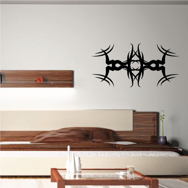 Tribal pinstripe wall vinyl decal, black spiked symmetrical design