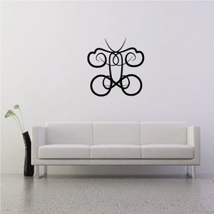 Tribal pinstripe wall decal with black swirling knot design