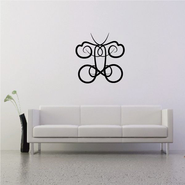 Tribal pinstripe wall decal with black swirling knot design