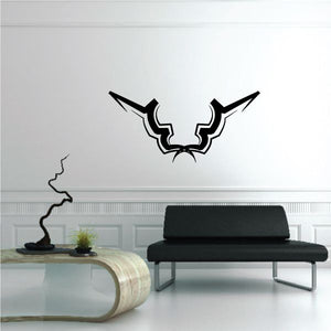 Tribal pinstripe wall decal vinyl featuring stylized bat-like winged emblem