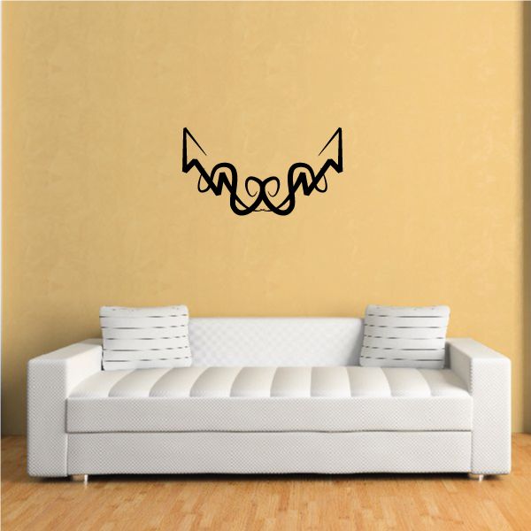 Black tribal pinstripe wall decal with zigzag swirl lines
