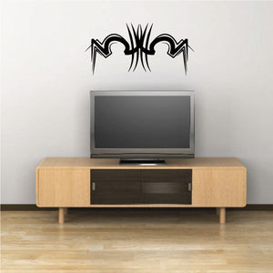 Tribal pinstripe wall decal with bold black tribal lettering design