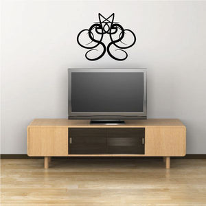 Tribal pinstripe wall decal, black interwoven flower shape