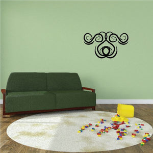 Tribal pinstripe wall decal, black swirl ornament on wall
