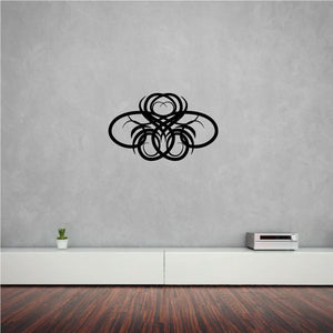 Tribal pinstripe wall decal with black interlocking circular ornament