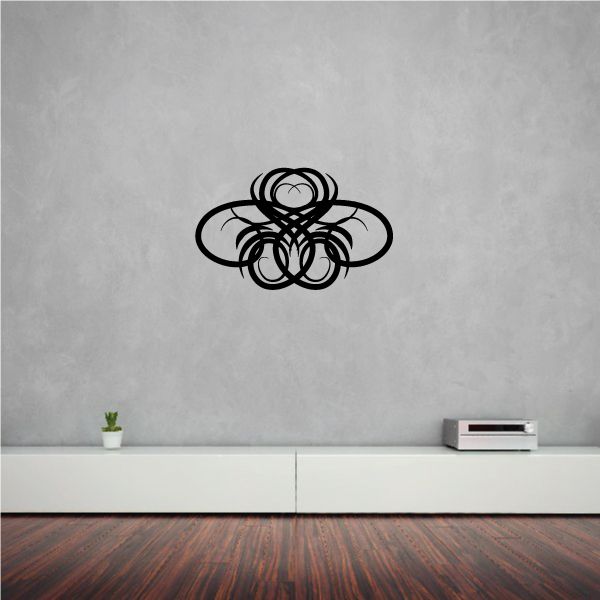 Tribal pinstripe wall decal with black interlocking circular ornament