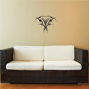Tribal wall decal vinyl sticker with black angular bird-like emblem