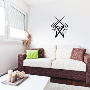 Black tribal star wall decal with diamond and X pattern