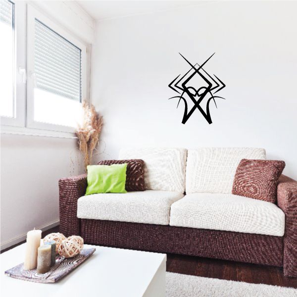 Black tribal star wall decal with diamond and X pattern