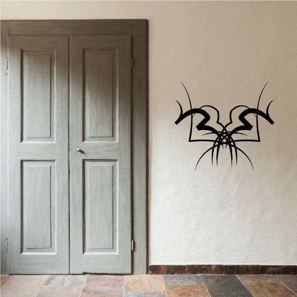 Tribal wall decal with black pinstripe-style graphic