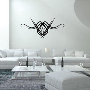 Black tribal pinstripe wall decal with symmetrical knot design