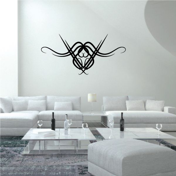 Black tribal pinstripe wall decal with symmetrical knot design