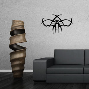 Tribal pinstripe wall decal with black spider web design