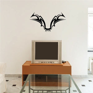 Tribal bat-wing wall decal, black vinyl graphic