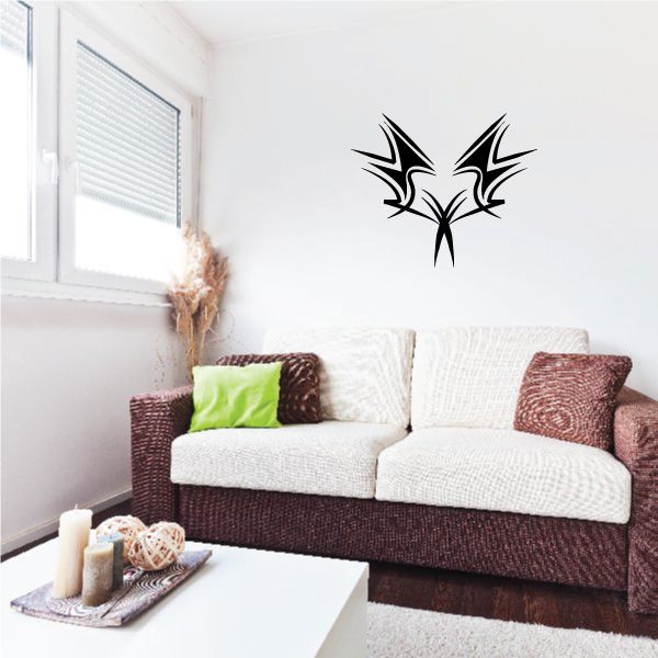 Tribal starburst wall decal, black outline vinyl