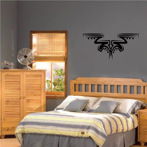 Tribal pinstripe wall decal, black tribal design with spiked accents