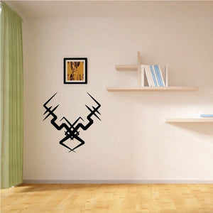Tribal pinstripe wall decal with black tribal arrow-like pattern