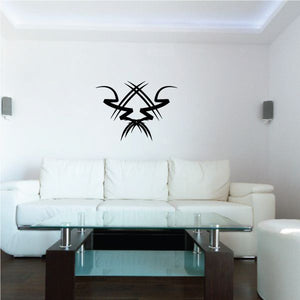 Tribal pinstripe wall decal with a black starburst tribal symbol