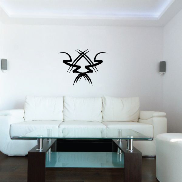 Tribal pinstripe wall decal with a black starburst tribal symbol