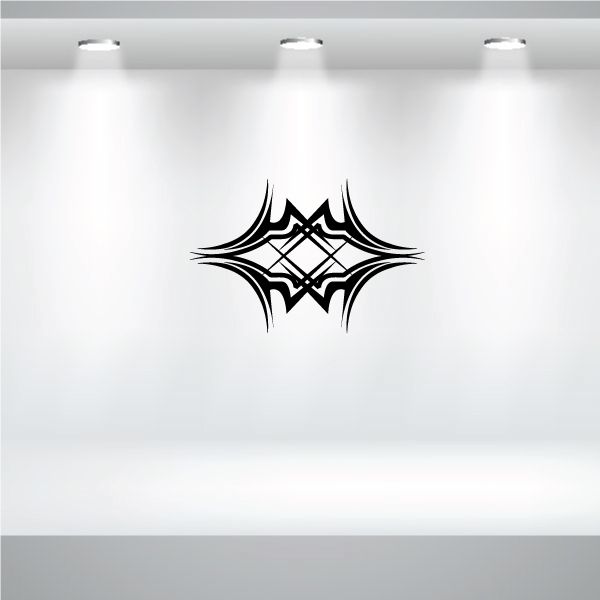 Tribal pinstripe wall decal with black geometric star pattern