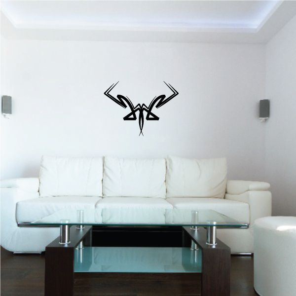 Tribal wall decal vinyl sticker, black pinstripe-style design with arrow shapes