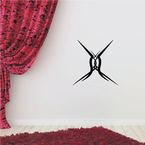 Black tribal wall decal with crossed X lines and central diamond