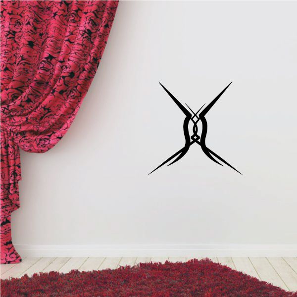 Black tribal wall decal with crossed X lines and central diamond