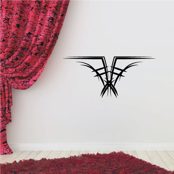 Black tribal wall decal with pinstripe butterfly-wing design