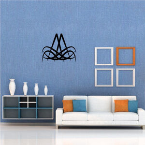 Tribal pinstripe wall decal with black knotwork pattern, vinyl sticker design