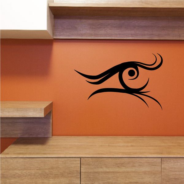 Tribal vinyl wall decal with black eye symbol