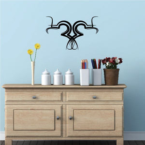 Black tribal wall decal with symmetrical pinstripe-style graphic