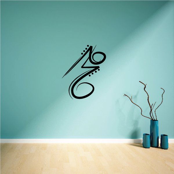 Black tribal-style wall decal with bold abstract numerals