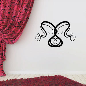 Black tribal swirl bow wall decal with symmetrical outlines