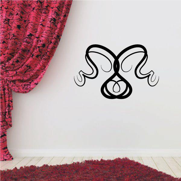 Black tribal swirl bow wall decal with symmetrical outlines