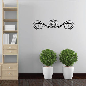 Tribal pinstripe wall decal: black swirl and dot scrolls
