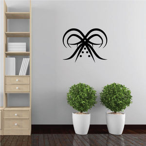 Black tribal pinstripe bow wall decal with small dot accents