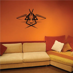 Tribal pinstripe wall decal, black geometric tribal design on wall
