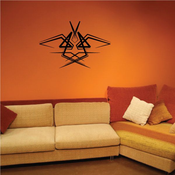 Tribal pinstripe wall decal, black geometric tribal design on wall