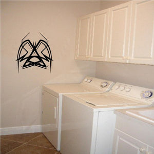 Tribal pinstripe wall decal with bold black graphic on light wall