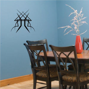 Tribal pinstripe wall decal, black interlocking tribal pattern on wall
