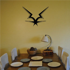 Black tribal wing wall decal with pointed symmetrical design