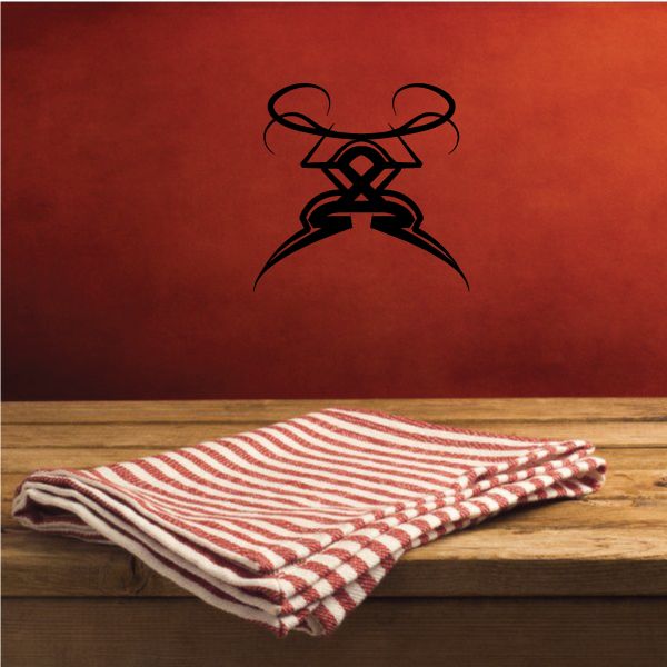 Black tribal pinstripe vinyl decal with ribbon-like design