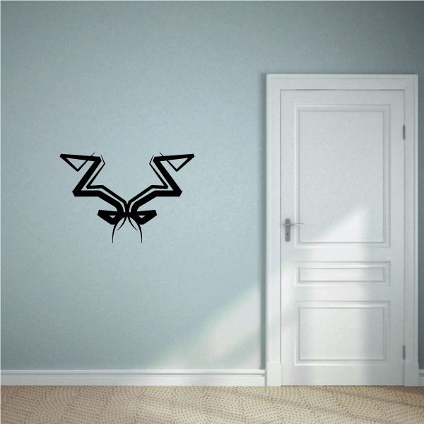 Black tribal wall decal with symmetrical arrow and pinstripe pattern