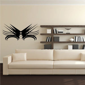 Tribal pinstripe wall decal with black winged bird emblem