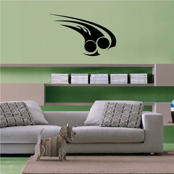 Black tribal pinstripe wall decal shaped like an abstract flame icon