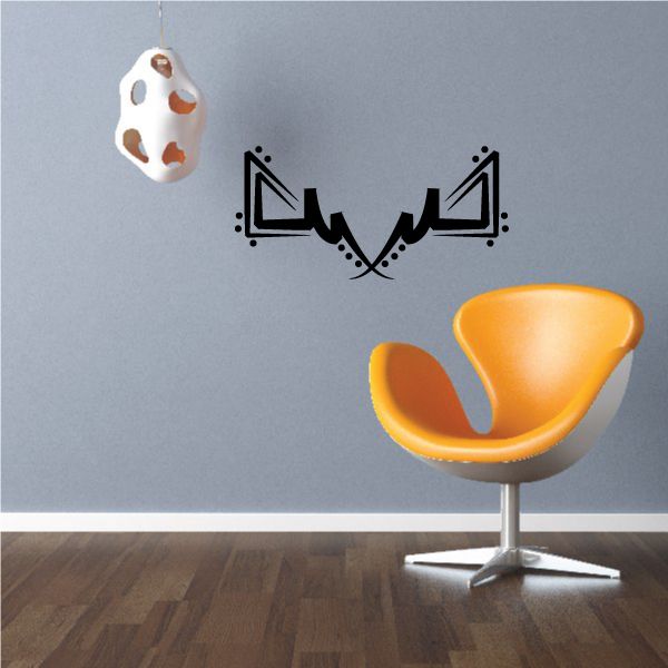 Black tribal pinstripe wall decal with dotted V design