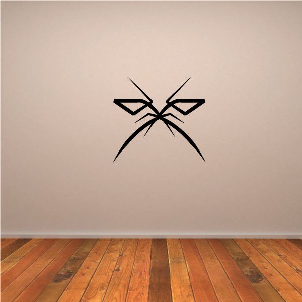 Tribal pinstripe wall decal in black, centered X-and-knot design